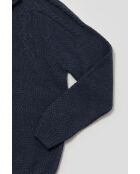 Pull col montant en maille fantaisie Maxime bleu denim