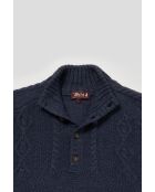 Pull col montant en maille fantaisie Maxime bleu denim