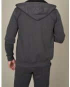 Sudadera Georges de algodón pesado gris antracita con capucha y cremallera