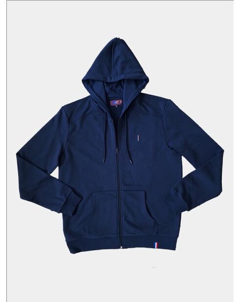 Victor Kapuzenpullover aus Baumwolle mit Reißverschluss in Marineblau, Weiß und Rot