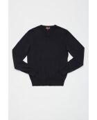 Maglione Rémi in cashmere con scollo a V in cotone blu marino