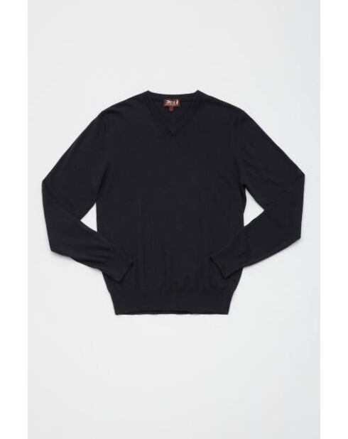 Maglione Rémi in cashmere con scollo a V in cotone blu marino