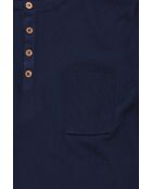 Pull coton col tunisien en coton Théo bleu marine