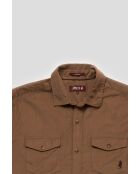 Camicia Jérôme in velluto a coste tinta unita marrone chiaro con due tasche