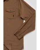 Camicia Jérôme in velluto a coste tinta unita marrone chiaro con due tasche