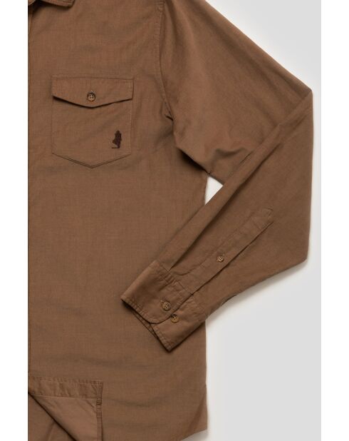 Camicia Jérôme in velluto a coste tinta unita marrone chiaro con due tasche