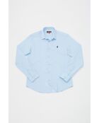 Chemise popeline stretch unie en coton Nicolas bleu ciel
