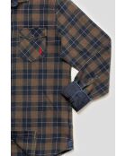 Chemise à carreaux en toile épaisse Fabien vert kaki