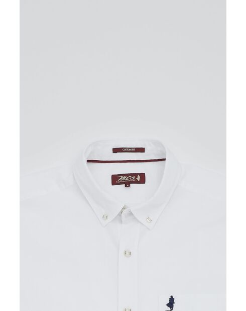 Chemise unie en popeline de coton Florian blanche