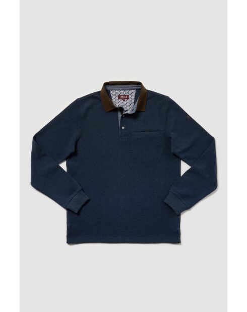 Denimblaues, warmes Langarm-Poloshirt aus Baumwolle von Édouard