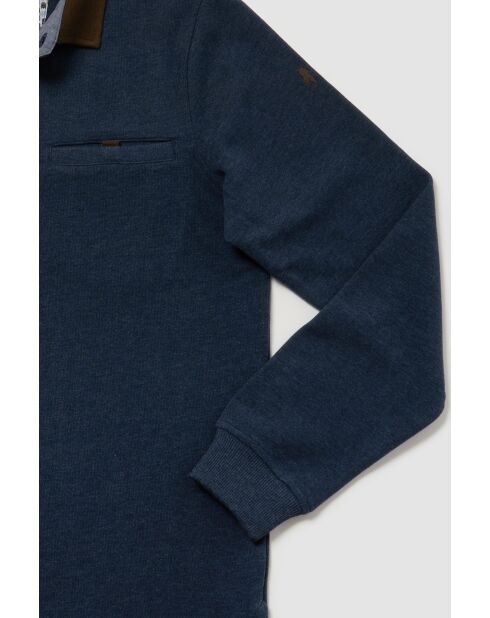 Polo de manga larga cálido de algodón Édouard azul vaquero