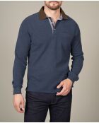 Polo de manga larga cálido de algodón Édouard azul vaquero