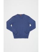 Pull col V en coton cashmere Martin bleu vintage