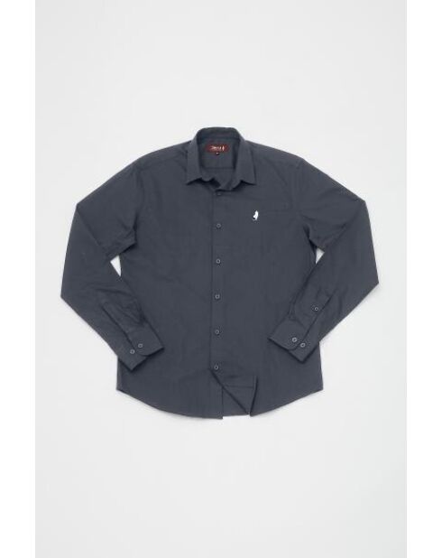 Camicia Julien in popeline di cotone elasticizzato tinta unita grigio antracite