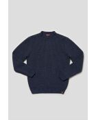 Pull col roulotté en maille perlée Arthur bleu denim