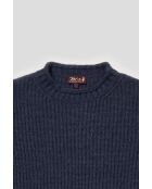 Pull col roulotté en maille perlée Arthur bleu denim