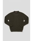Pull col roulotté en maille perlée Hugo vert kaki