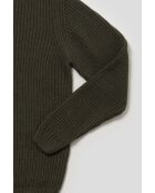 Pull col roulotté en maille perlée Hugo vert kaki