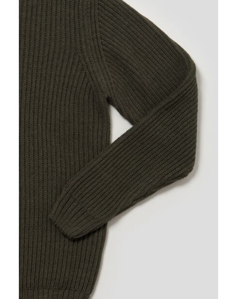 Pull col roulotté en maille perlée Hugo vert kaki