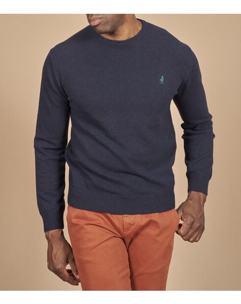 Pull col rond en laine Vincent bleu marine