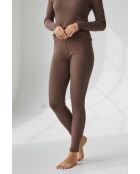 Leggins Alma de algodón café de cintura alta