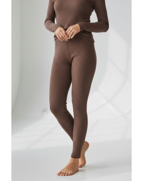 Alma legging van koffiekatoen met hoge taille