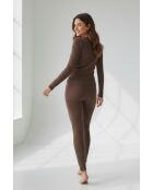Leggins Alma de algodón café de cintura alta