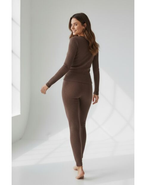 Alma legging van koffiekatoen met hoge taille