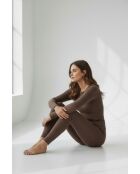 Leggins Alma de algodón café de cintura alta