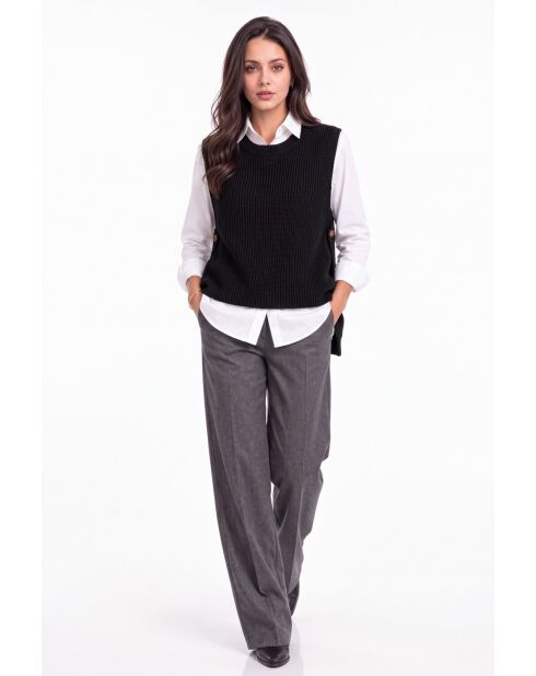 Julie schwarzer ärmelloser Wollpullover