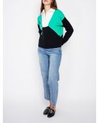 Maïlys schwarzer Langarmpullover mit Trucker-Kragen