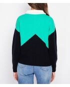 Maïlys schwarzer Langarmpullover mit Trucker-Kragen