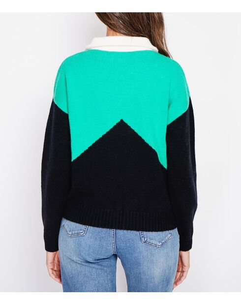 Maïlys schwarzer Langarmpullover mit Trucker-Kragen