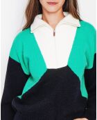 Maïlys schwarzer Langarmpullover mit Trucker-Kragen