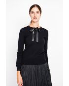 Candice sweater ronde hals strik lange mouwen zwart