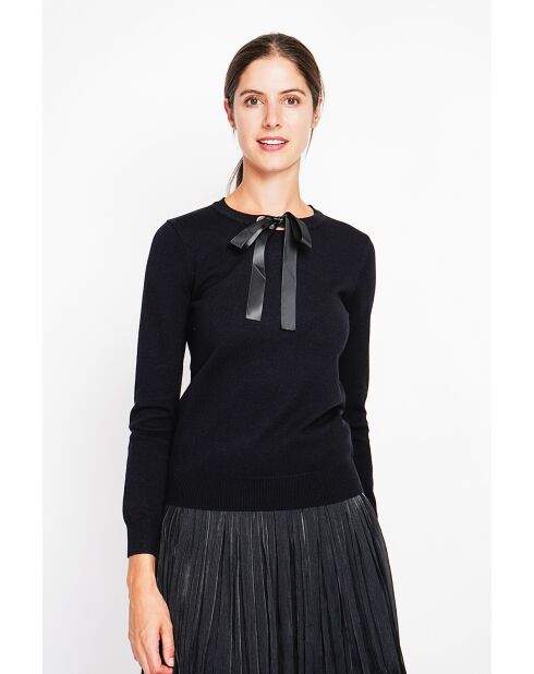 Candice sweater ronde hals strik lange mouwen zwart
