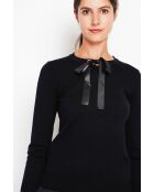 Candice sweater ronde hals strik lange mouwen zwart