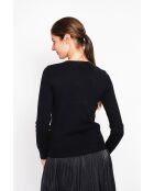 Candice sweater ronde hals strik lange mouwen zwart