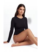 Alicia schwarzer Body aus Baumwolle mit Rundhalsausschnitt