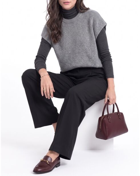Sonia wollen poncho-trui met ronde hals, mouwloos flanel