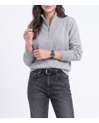 Carla Wollpullover mit Trucker-Kragen und langen Ärmeln aus Flanell