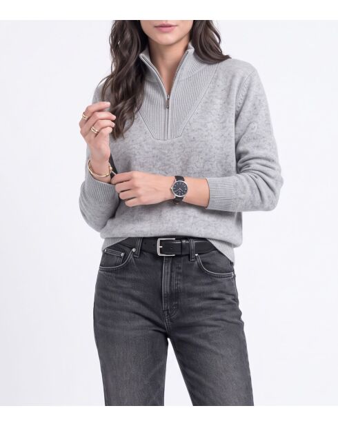 Carla Wollpullover mit Trucker-Kragen und langen Ärmeln aus Flanell