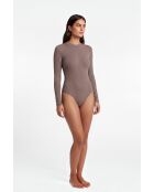 Body estilo desierto de manga larga con cuello alto de algodón Agathe