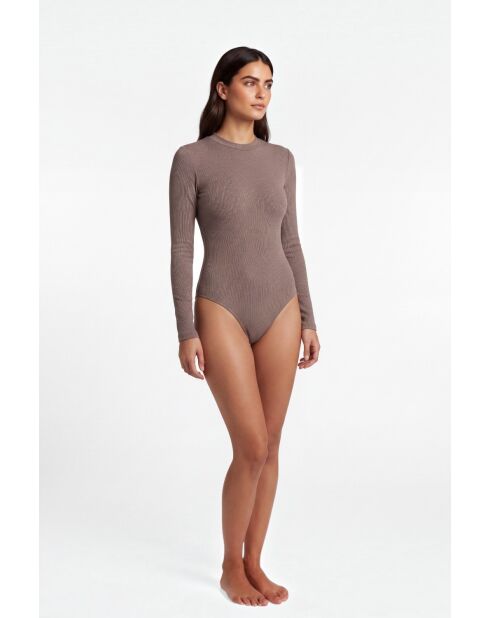 Body estilo desierto de manga larga con cuello alto de algodón Agathe