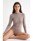 Body estilo desierto de manga larga con cuello alto de algodón Agathe
