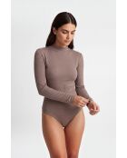 Body estilo desierto de manga larga con cuello alto de algodón Agathe