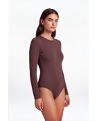 Body de algodón con cuello redondo Alexandra coffee