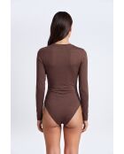 Body de algodón con cuello redondo Alexandra coffee