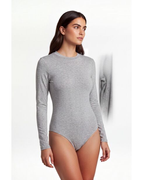 Body de algodón aglaé con cuello alto, mangas largas, franela