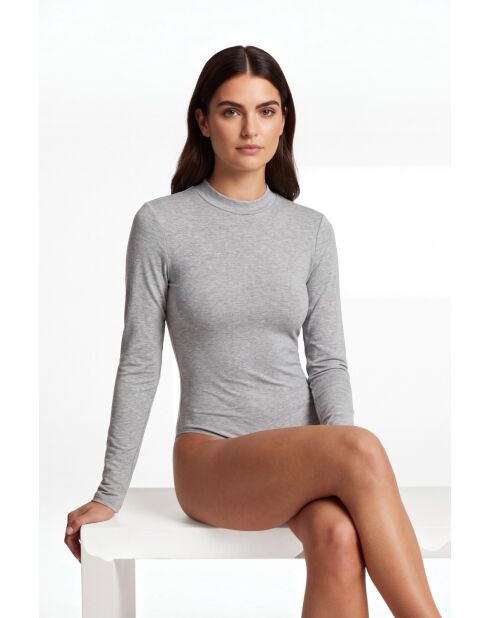 Body de algodón aglaé con cuello alto, mangas largas, franela